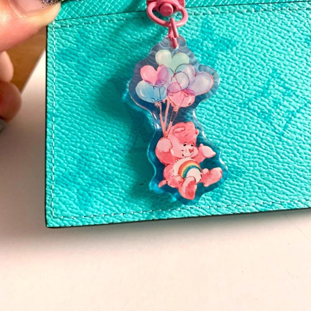 Care Bears Bag Charm Cheer Bear Pastel Ombré Dual Side Keychain Key Holder - Picture 6 of 9